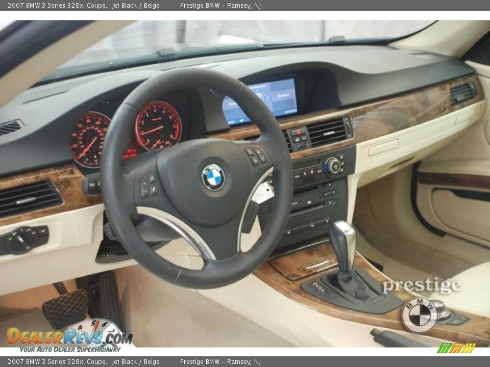2007 BMW 3 Series 328xi Coupe Jet Black / Beige Photo #14