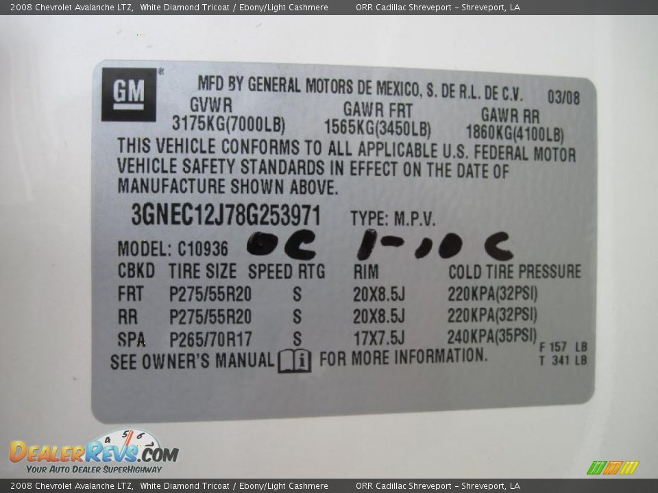 2008 Chevrolet Avalanche LTZ White Diamond Tricoat / Ebony/Light Cashmere Photo #15