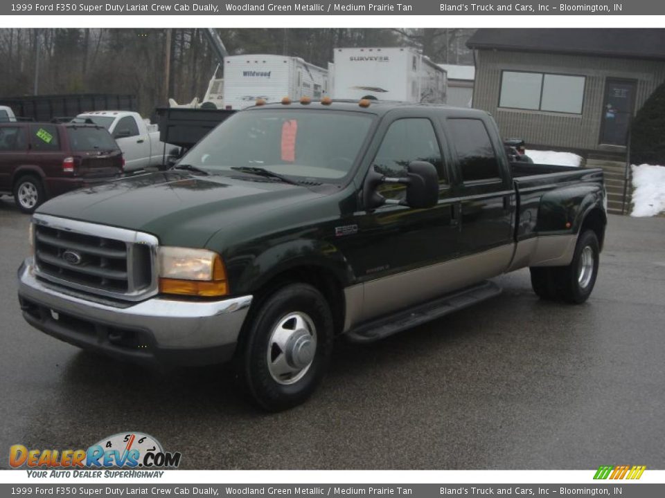 1999 Ford F350 Super Duty Lariat Crew Cab Dually Woodland Green Metallic / Medium Prairie Tan Photo #1