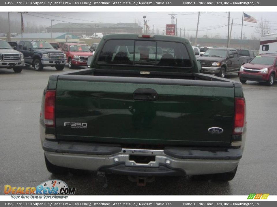 1999 Ford F350 Super Duty Lariat Crew Cab Dually Woodland Green Metallic / Medium Prairie Tan Photo #4