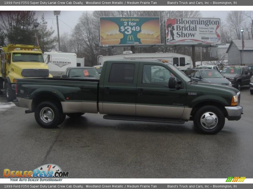 1999 Ford F350 Super Duty Lariat Crew Cab Dually Woodland Green Metallic / Medium Prairie Tan Photo #8