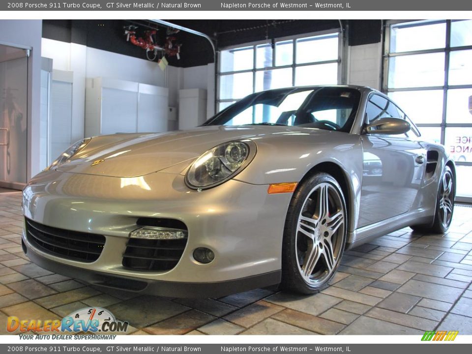 2008 Porsche 911 Turbo Coupe GT Silver Metallic / Natural Brown Photo #1