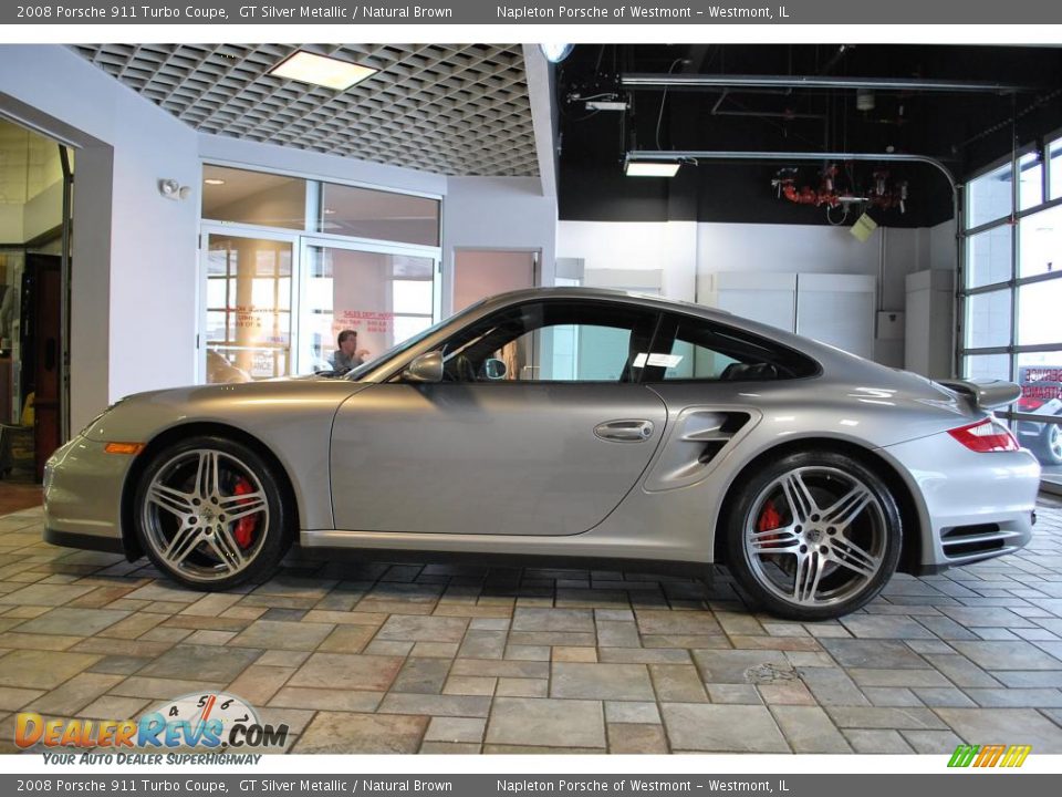 2008 Porsche 911 Turbo Coupe GT Silver Metallic / Natural Brown Photo #2