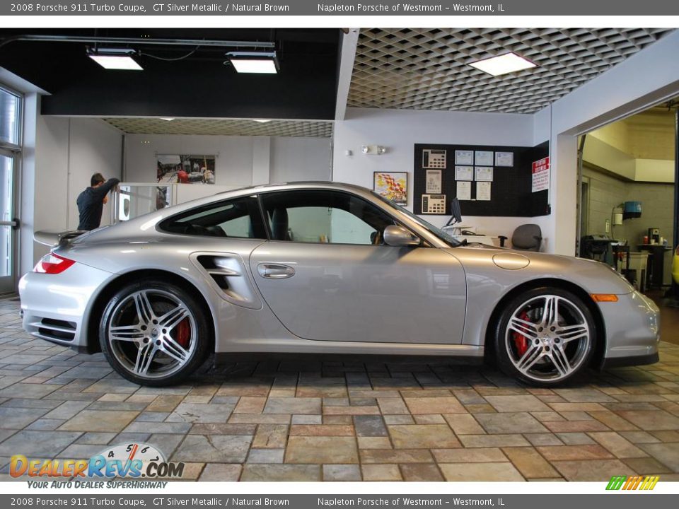 2008 Porsche 911 Turbo Coupe GT Silver Metallic / Natural Brown Photo #7