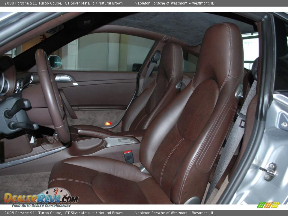 2008 Porsche 911 Turbo Coupe GT Silver Metallic / Natural Brown Photo #16