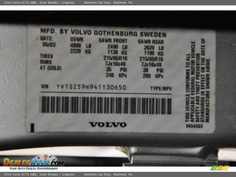 2004 Volvo XC70 AWD Silver Metallic / Graphite Photo #10