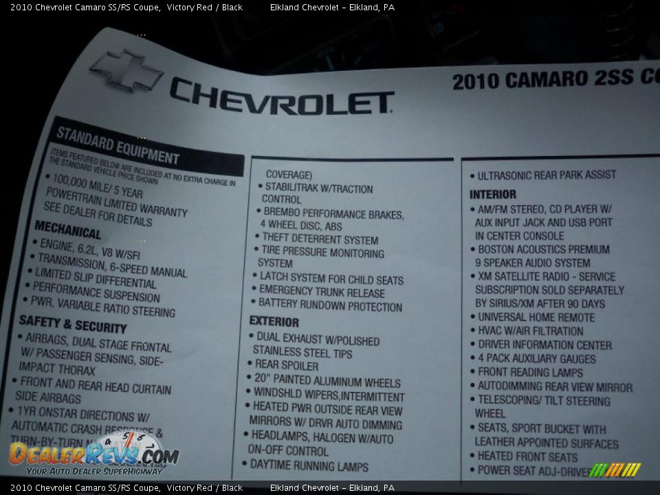 2010 Chevrolet Camaro SS/RS Coupe Victory Red / Black Photo #31