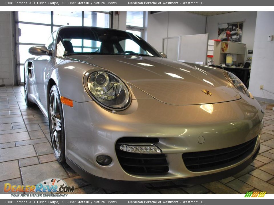 2008 Porsche 911 Turbo Coupe GT Silver Metallic / Natural Brown Photo #24