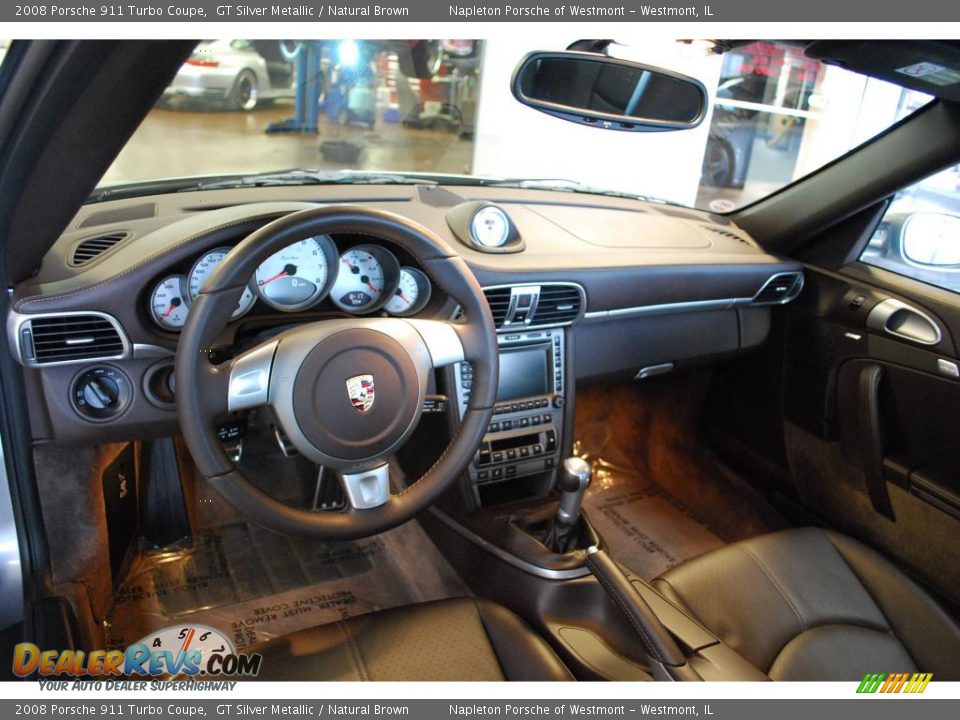 2008 Porsche 911 Turbo Coupe GT Silver Metallic / Natural Brown Photo #27