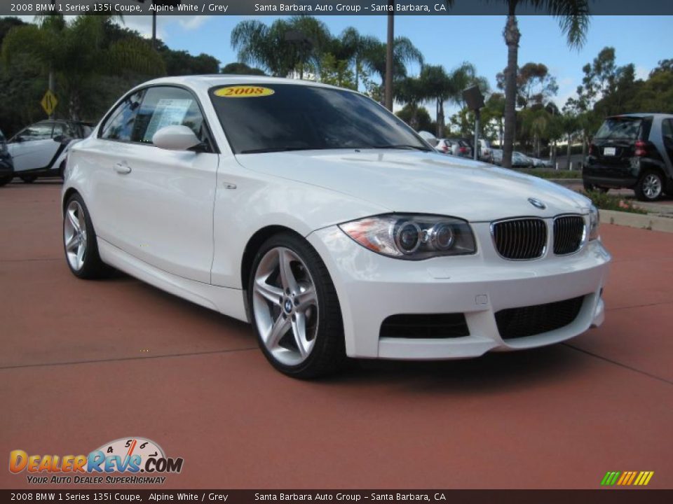 2008 BMW 1 Series 135i Coupe Alpine White / Grey Photo #3