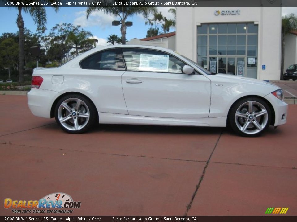 2008 BMW 1 Series 135i Coupe Alpine White / Grey Photo #4