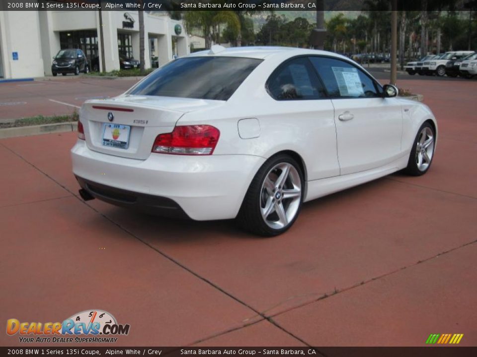 2008 BMW 1 Series 135i Coupe Alpine White / Grey Photo #5