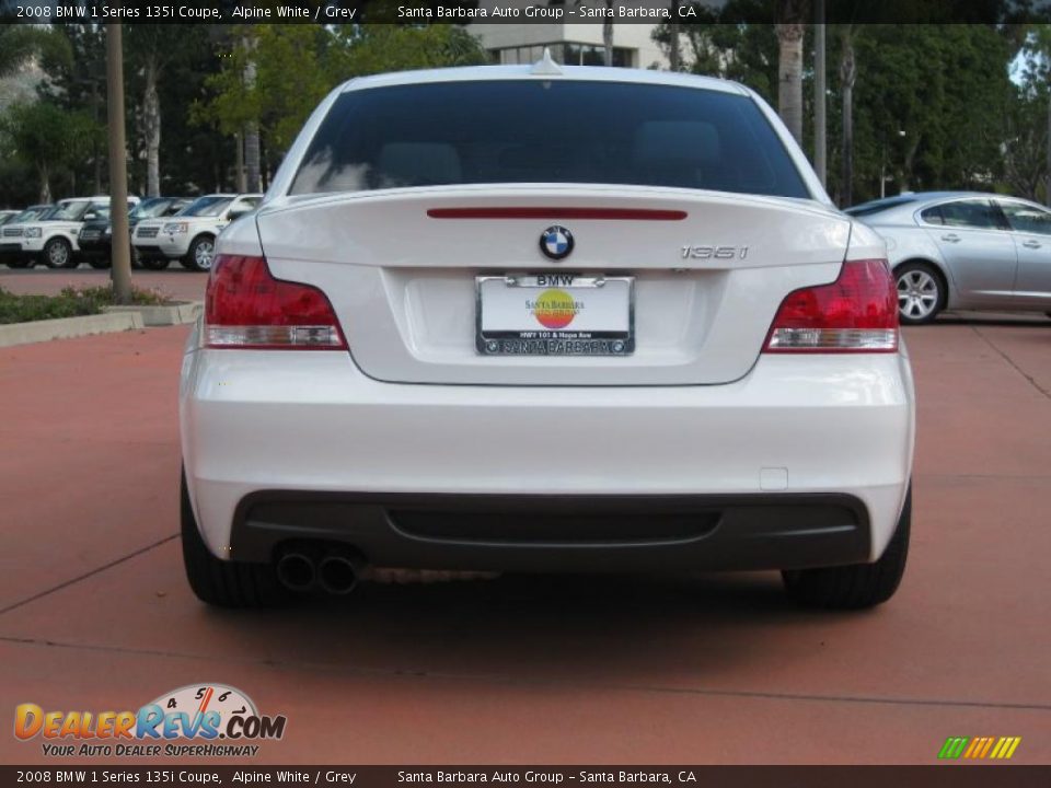 2008 BMW 1 Series 135i Coupe Alpine White / Grey Photo #6