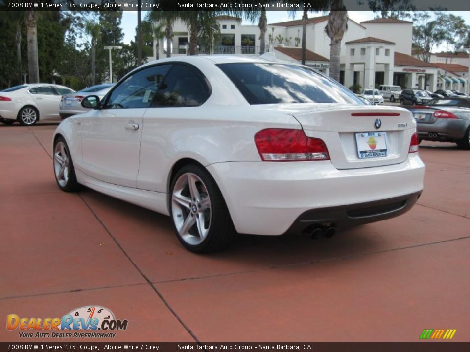 2008 BMW 1 Series 135i Coupe Alpine White / Grey Photo #7