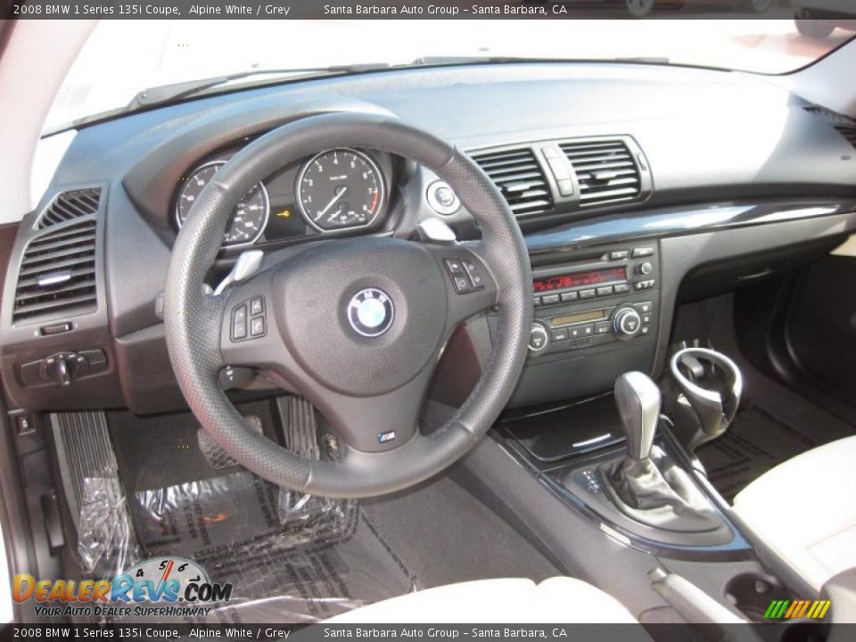 2008 BMW 1 Series 135i Coupe Alpine White / Grey Photo #12