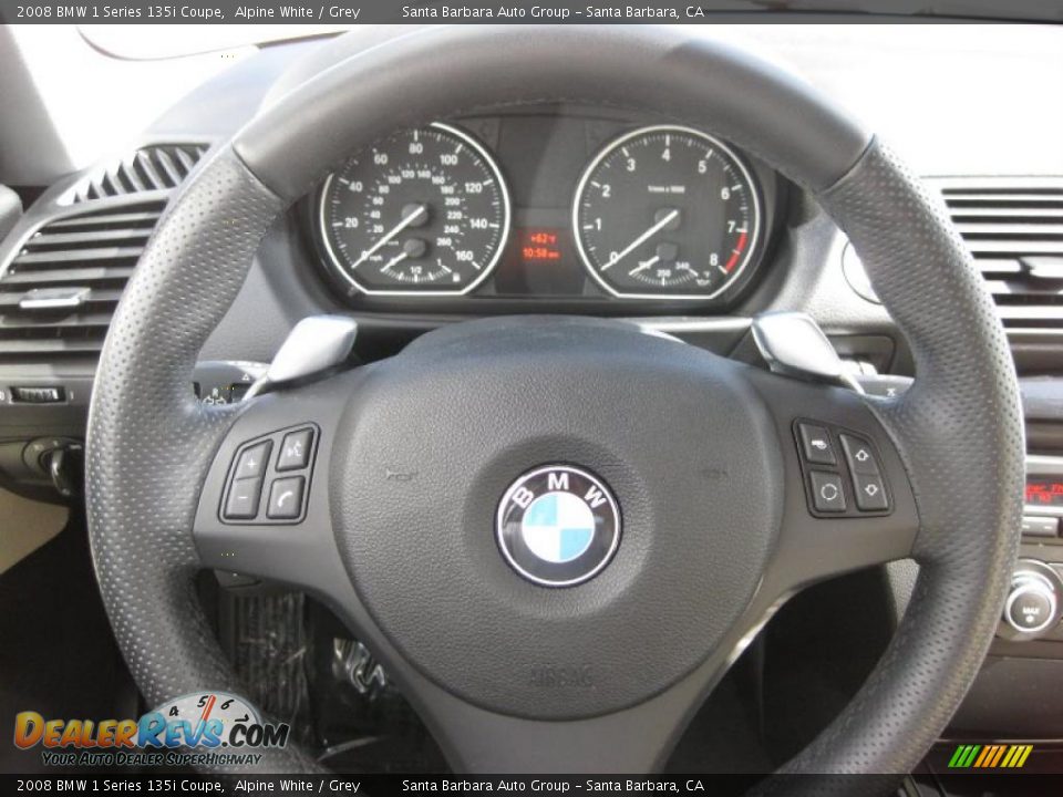 2008 BMW 1 Series 135i Coupe Alpine White / Grey Photo #14