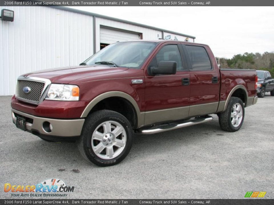 2006 Ford F150 Lariat SuperCrew 4x4 Dark Toreador Red Metallic / Tan Photo #2