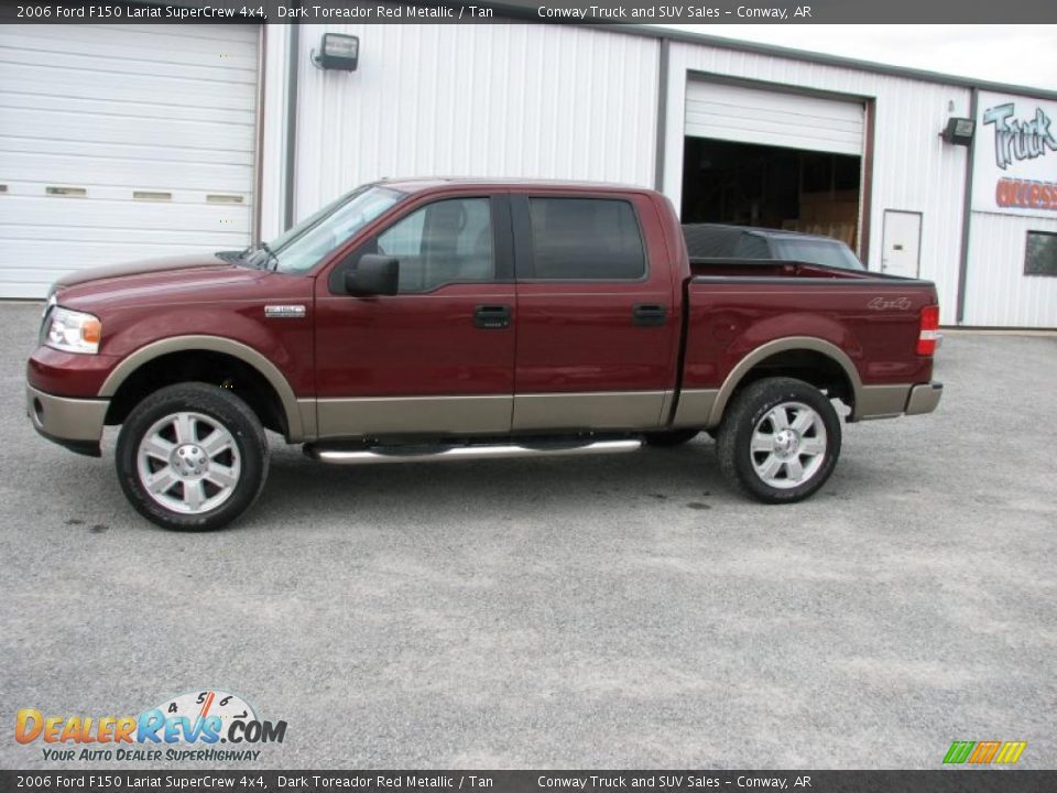 2006 Ford F150 Lariat SuperCrew 4x4 Dark Toreador Red Metallic / Tan Photo #4