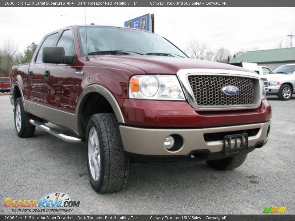 2006 Ford F150 Lariat SuperCrew 4x4 Dark Toreador Red Metallic / Tan Photo #9