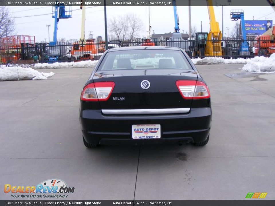 2007 Mercury Milan I4 Black Ebony / Medium Light Stone Photo #7