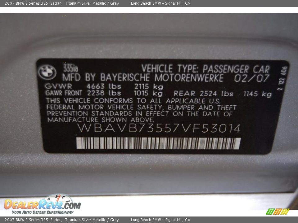 2007 BMW 3 Series 335i Sedan Titanium Silver Metallic / Grey Photo #15