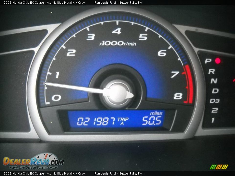 2008 Honda Civic EX Coupe Atomic Blue Metallic / Gray Photo #25
