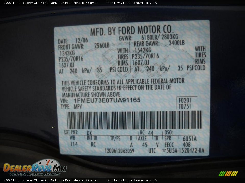 2007 Ford Explorer XLT 4x4 Dark Blue Pearl Metallic / Camel Photo #9