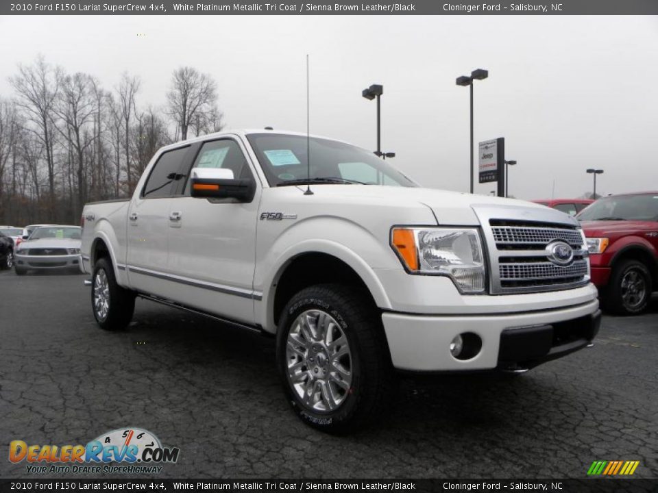 2010 Ford F150 Lariat SuperCrew 4x4 White Platinum Metallic Tri Coat / Sienna Brown Leather/Black Photo #1