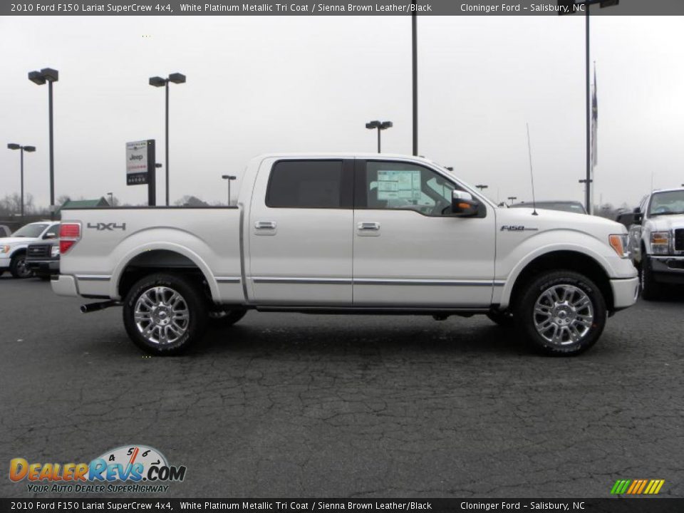 2010 Ford F150 Lariat SuperCrew 4x4 White Platinum Metallic Tri Coat / Sienna Brown Leather/Black Photo #2