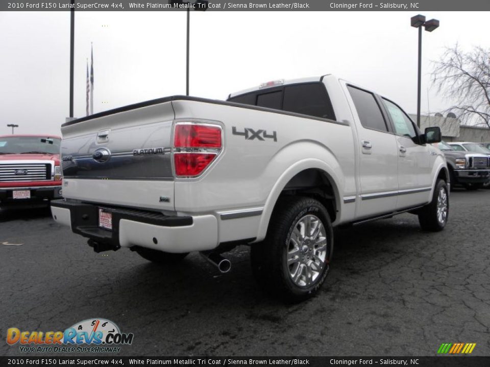 2010 Ford F150 Lariat SuperCrew 4x4 White Platinum Metallic Tri Coat / Sienna Brown Leather/Black Photo #3