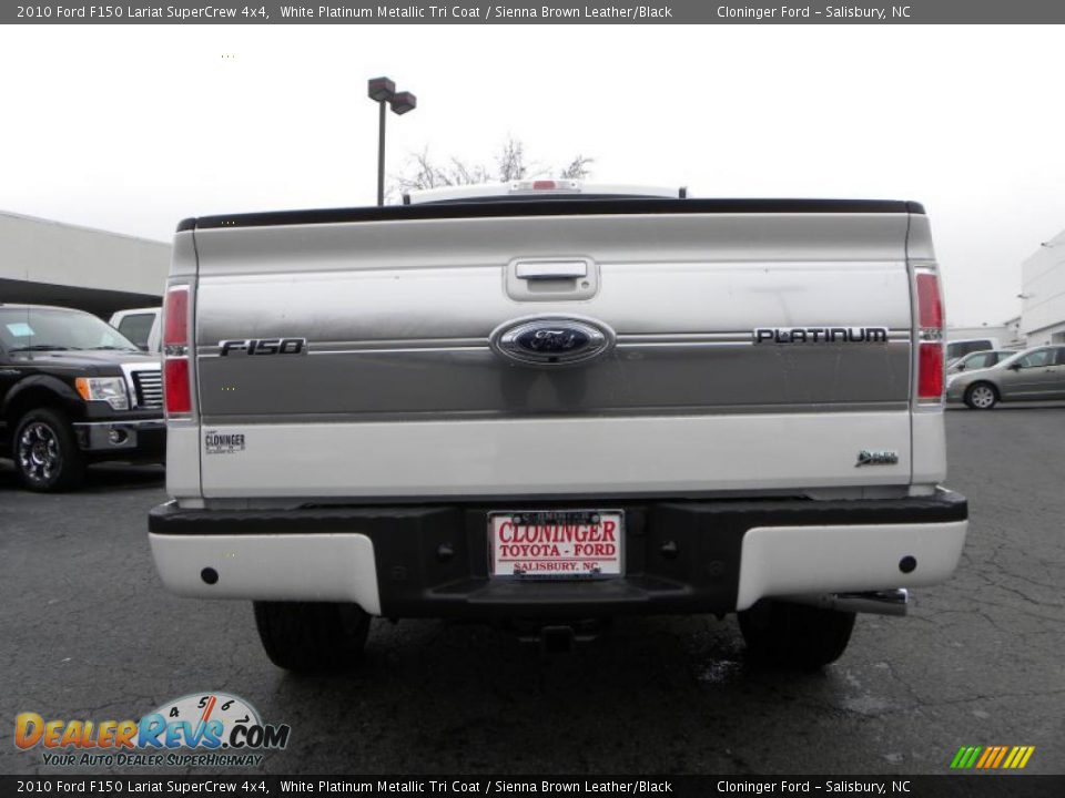 2010 Ford F150 Lariat SuperCrew 4x4 White Platinum Metallic Tri Coat / Sienna Brown Leather/Black Photo #4