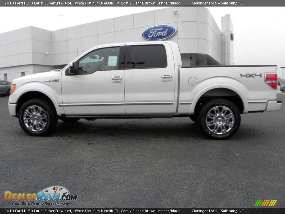 2010 Ford F150 Lariat SuperCrew 4x4 White Platinum Metallic Tri Coat / Sienna Brown Leather/Black Photo #5