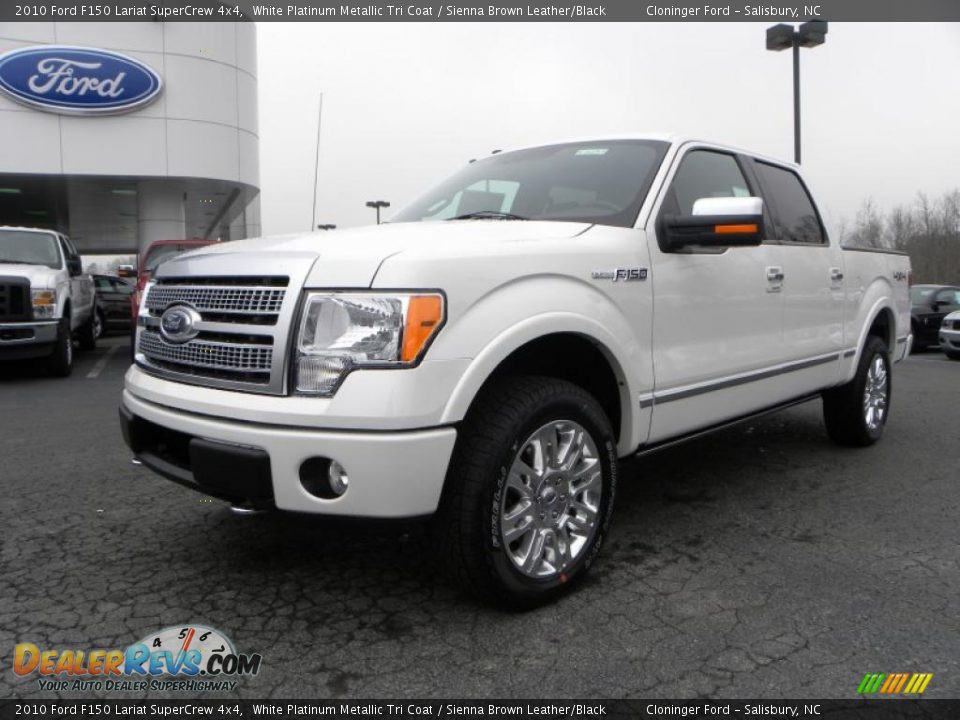 2010 Ford F150 Lariat SuperCrew 4x4 White Platinum Metallic Tri Coat / Sienna Brown Leather/Black Photo #6