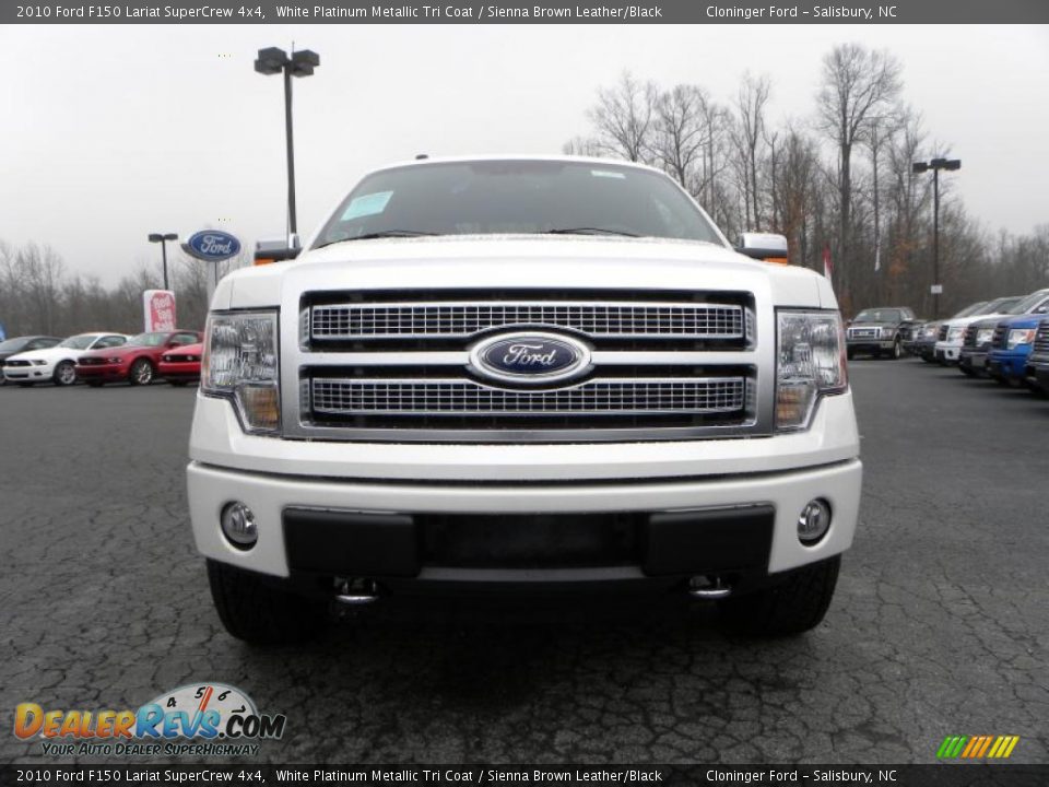 2010 Ford F150 Lariat SuperCrew 4x4 White Platinum Metallic Tri Coat / Sienna Brown Leather/Black Photo #7