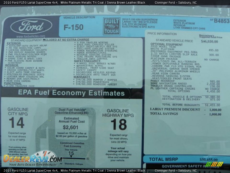 2010 Ford F150 Lariat SuperCrew 4x4 White Platinum Metallic Tri Coat / Sienna Brown Leather/Black Photo #12