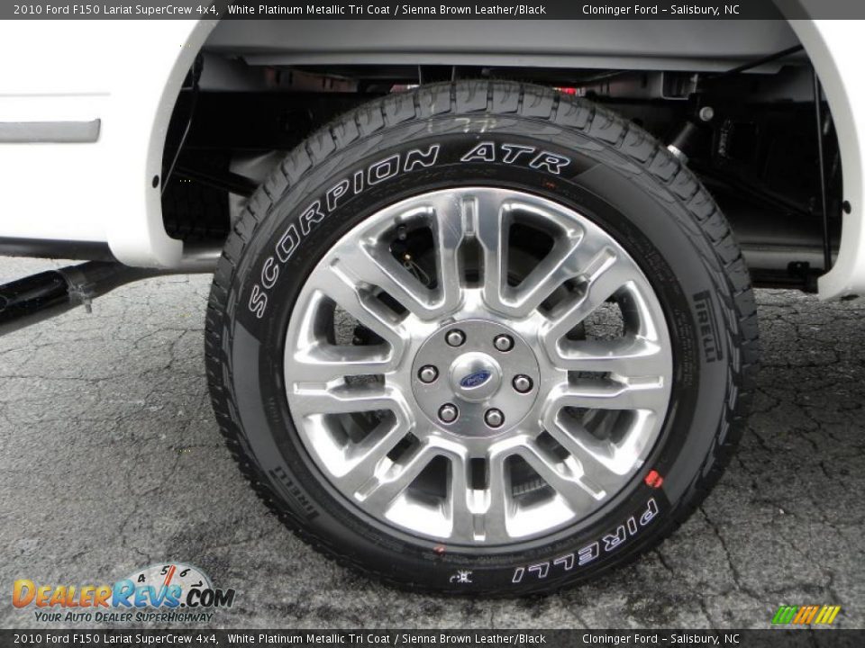 2010 Ford F150 Lariat SuperCrew 4x4 White Platinum Metallic Tri Coat / Sienna Brown Leather/Black Photo #14