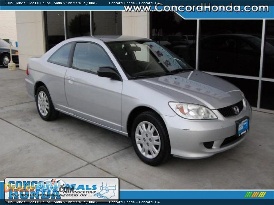 2005 Honda Civic LX Coupe Satin Silver Metallic / Black Photo #1