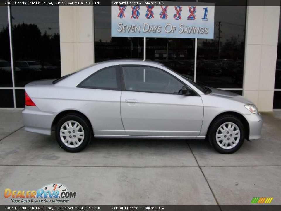 2005 Honda Civic LX Coupe Satin Silver Metallic / Black Photo #2
