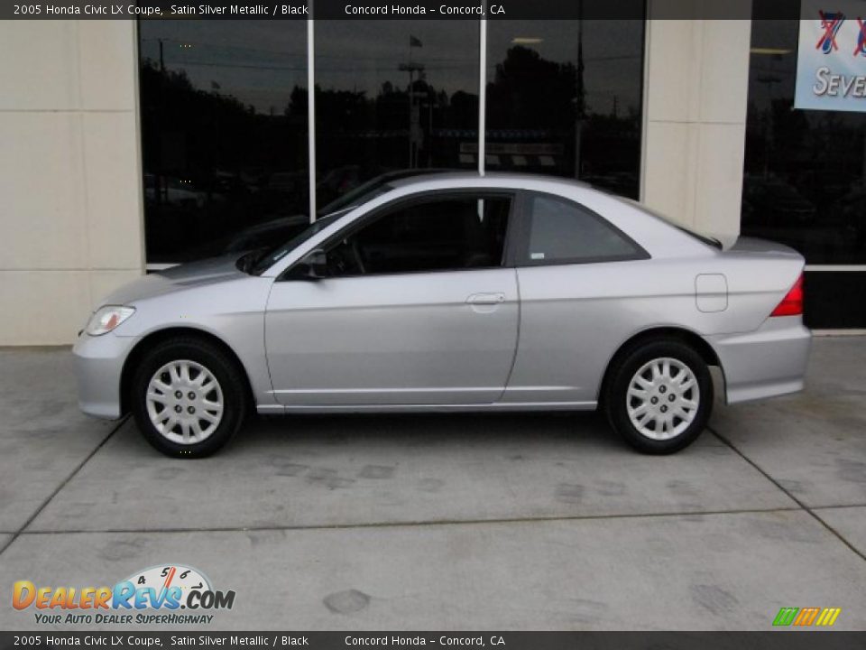 2005 Honda Civic LX Coupe Satin Silver Metallic / Black Photo #6
