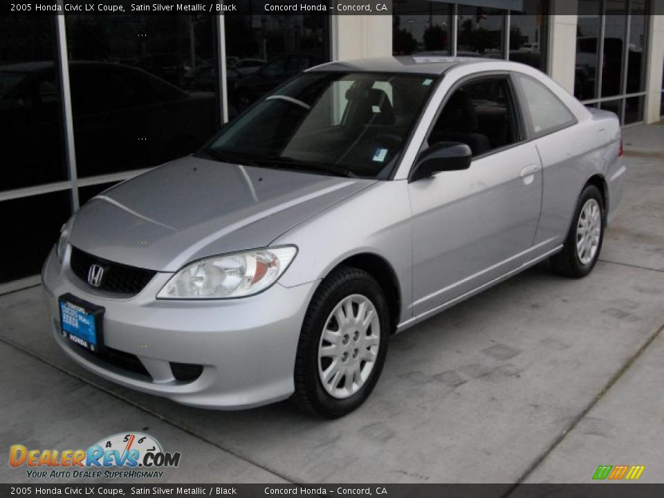 2005 Honda Civic LX Coupe Satin Silver Metallic / Black Photo #7