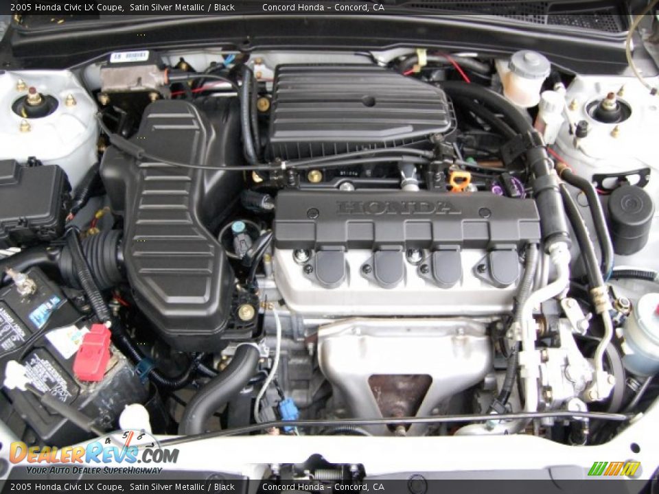 2005 Honda Civic LX Coupe Satin Silver Metallic / Black Photo #9