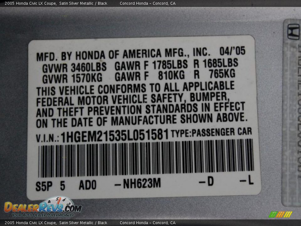 2005 Honda Civic LX Coupe Satin Silver Metallic / Black Photo #19