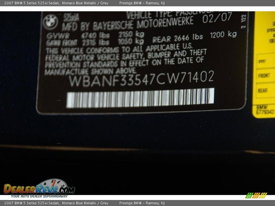 2007 BMW 5 Series 525xi Sedan Monaco Blue Metallic / Grey Photo #16