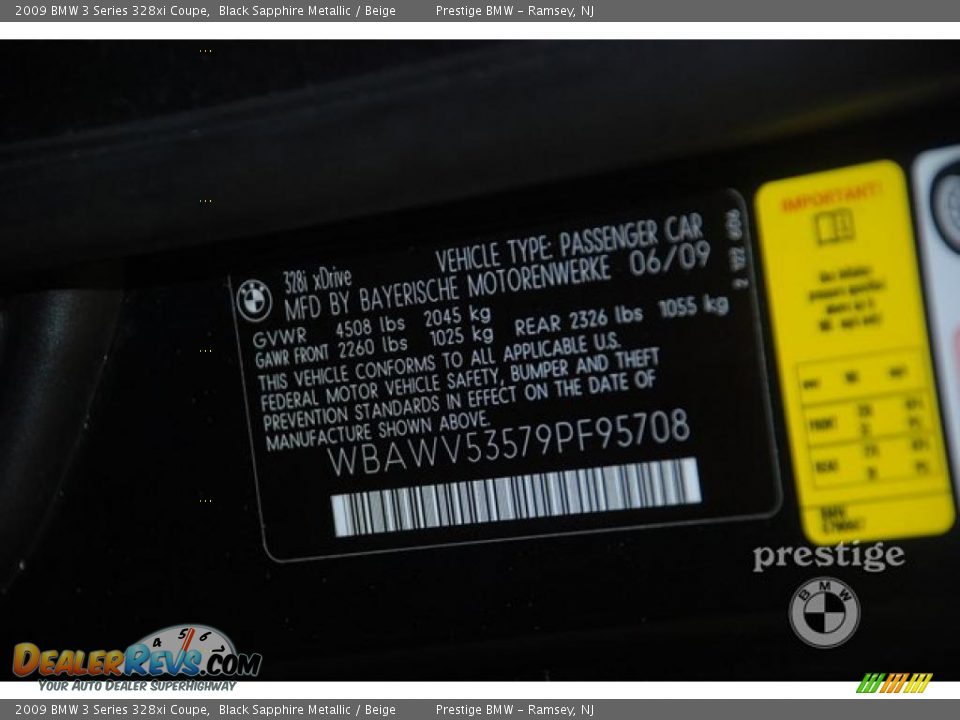 2009 BMW 3 Series 328xi Coupe Black Sapphire Metallic / Beige Photo #12
