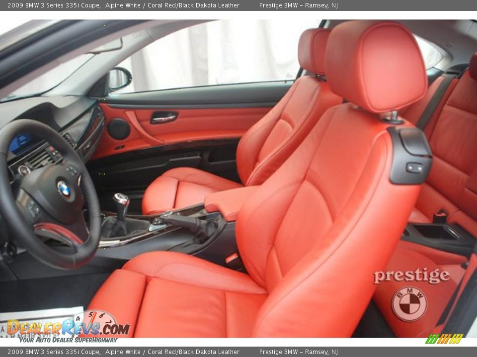 2009 BMW 3 Series 335i Coupe Alpine White / Coral Red/Black Dakota Leather Photo #9