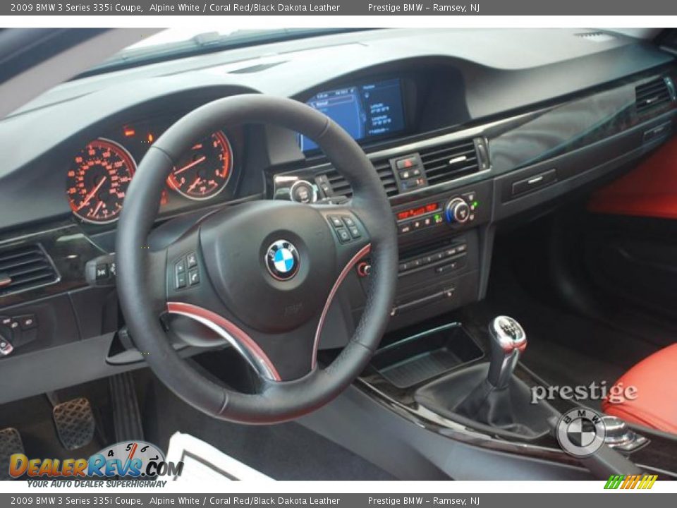 2009 BMW 3 Series 335i Coupe Alpine White / Coral Red/Black Dakota Leather Photo #15