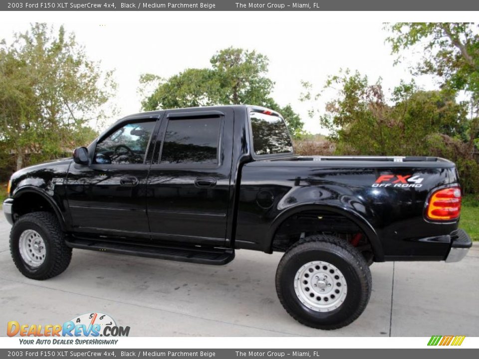 2003 Ford F150 XLT SuperCrew 4x4 Black / Medium Parchment Beige Photo #3