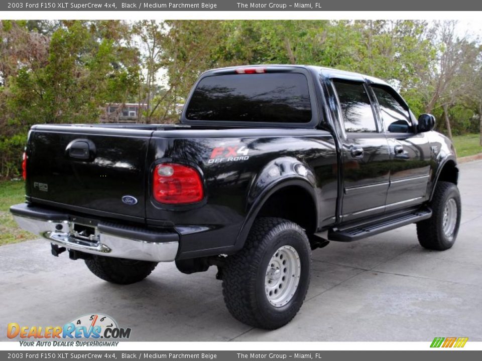 2003 Ford F150 XLT SuperCrew 4x4 Black / Medium Parchment Beige Photo #7