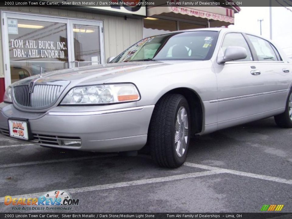 2003 Lincoln Town Car Cartier Silver Birch Metallic / Dark Stone/Medium Light Stone Photo #3