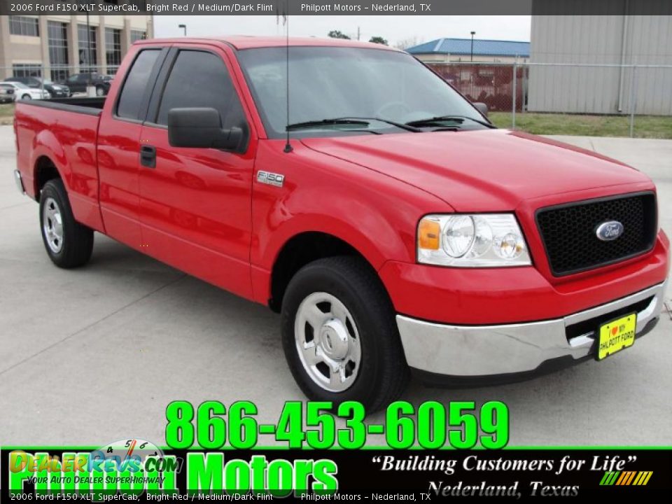 2006 Ford F150 XLT SuperCab Bright Red / Medium/Dark Flint Photo #1